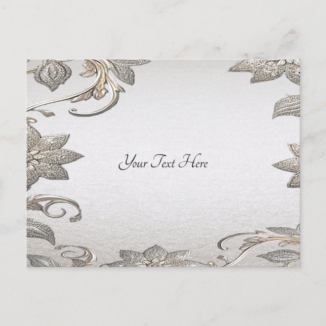 Carte postale florale argent or (Devant)