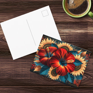 Carte postale florale Art Nouveau – Hibiscus et to