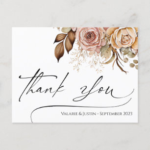 Carte postale florale bohème aquarelle Merci