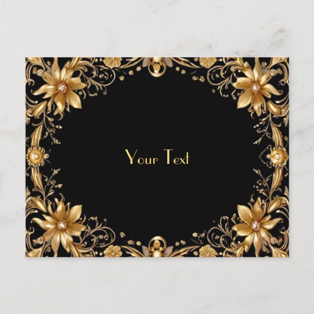 Carte postale florale dorée (Devant)