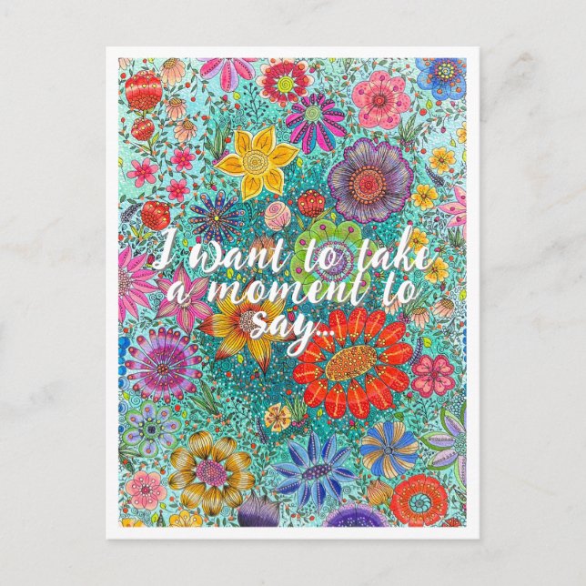 Carte postale florale imprimée à partir d'oeuvres  (Devant)