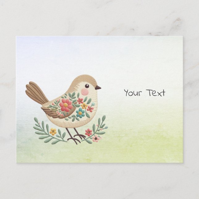 Carte postale florale Little Bird Gold (Devant)