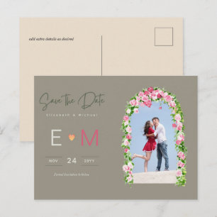 Carte postale florale rose pour mariage à sauvegar