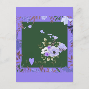 Carte postale Florale violet I Love Hawaii State M