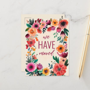 Carte Postale Floraux d'aquarelle gras Nous avons déplacé une no