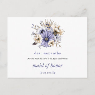 Carte Postale Floraux Lilac violet Maid of Honor Request