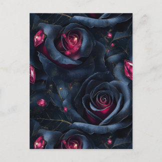 Carte Postale Flore foncé Motif sans couture - Roses noirs et ru