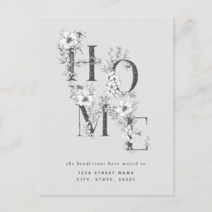Carte Postale Flore gris neutre Changement d'adresse