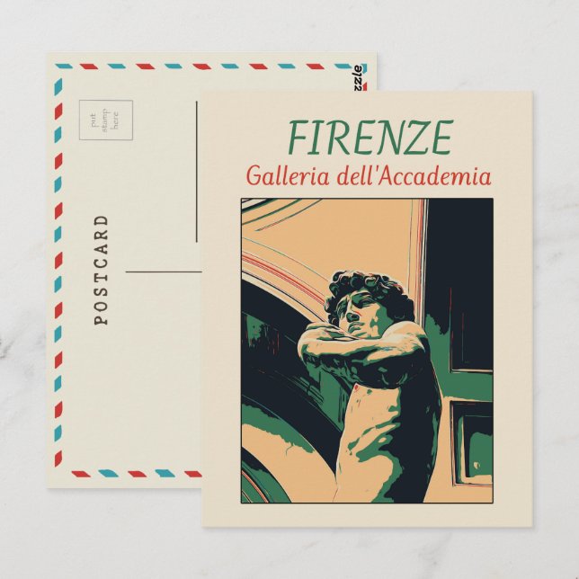 Carte Postale Florence David Michelangelo illustration Italie Po (Devant / Derrière)