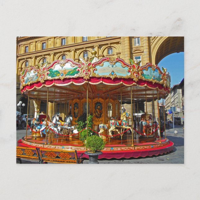 Carte Postale Florence Italie Antique Carousel (Devant)