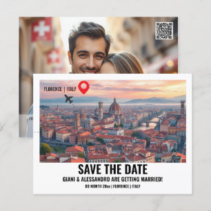 Carte Postale Florence Italie aquarelle photo enregistrer la dat