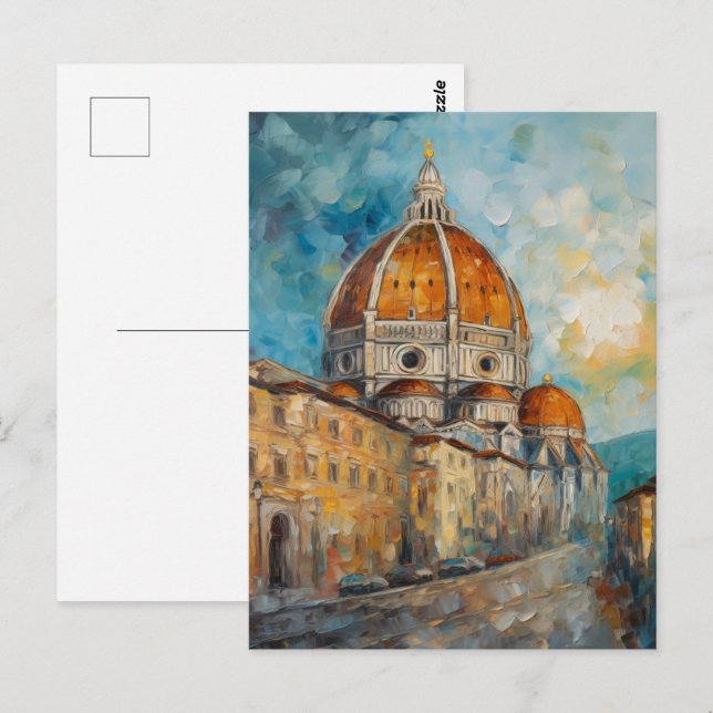 Carte Postale Florence, Italie | Duomo | Style de peinture à l'h (Devant / Derrière)