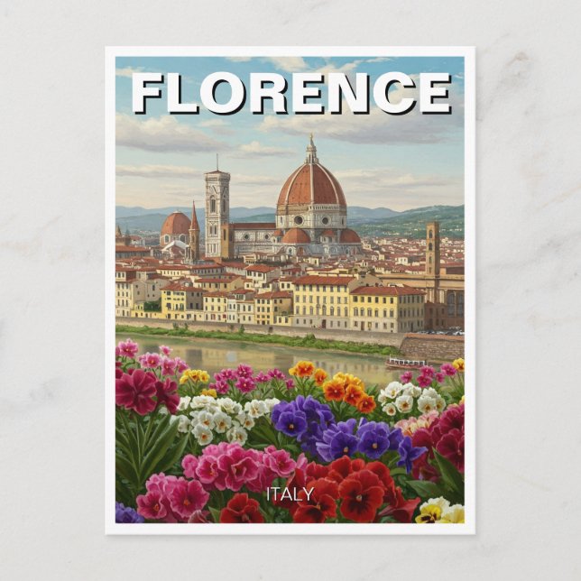 Carte Postale Florence Italie Fleurs Voyage (Devant)