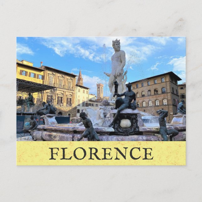 Carte Postale Florence Italie Fontaine Neptune Voyage italien (Devant)