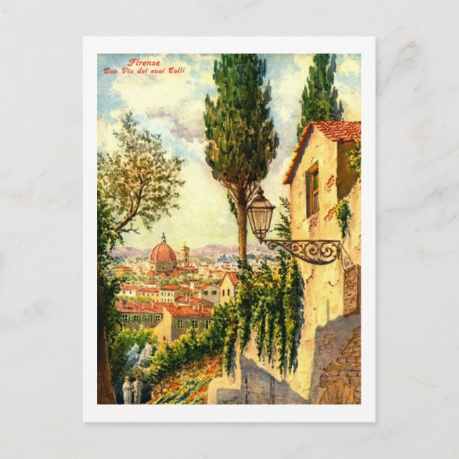 Carte Postale Florence, Italie, Magnifique scène de rue Vintage (Devant)