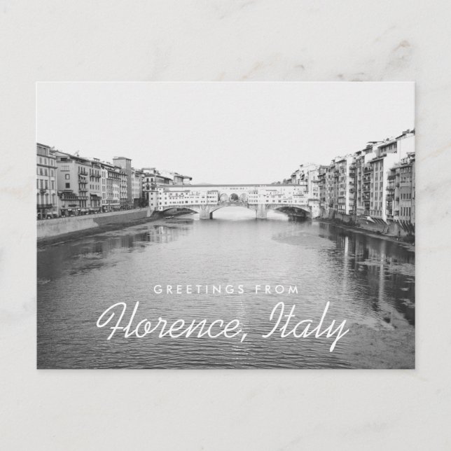 Carte Postale Florence Italie Noir & Blanc Pont Vecchio (Devant)