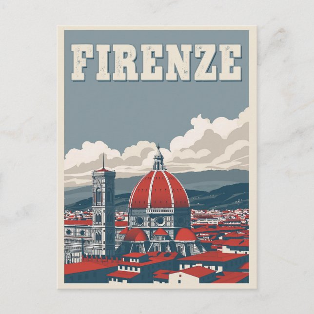 Carte Postale Florence - Un aperçu du Duomo Voyage Vintage (Devant)