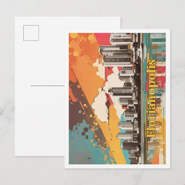 Carte Postale Florianopolis Brésil Pop Art Voyage Illustration (Devant / Derrière)