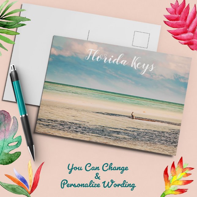 Carte Postale Florida Keys Pelican Assis Dans L'Océan (Créateur téléchargé)