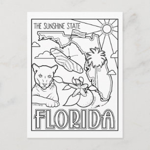 Carte Postale floride colorier moi collage