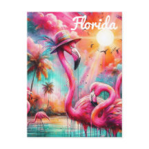 Floride Flamants roses roses tropicaux Palm Trees