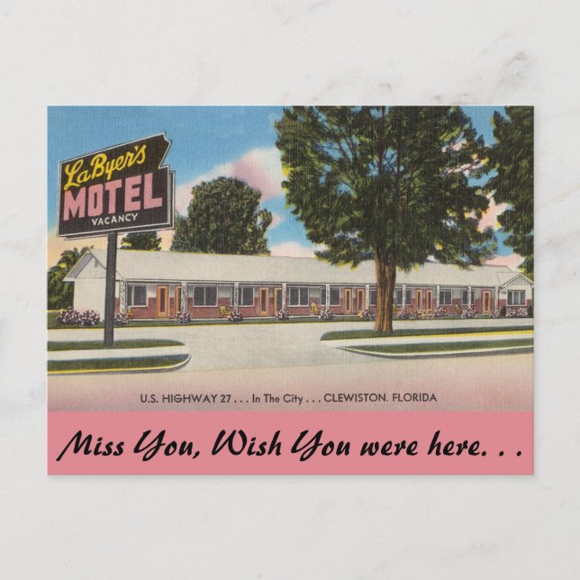 Carte Postale Floride, La Byer's Motel, Clewiston (Devant)