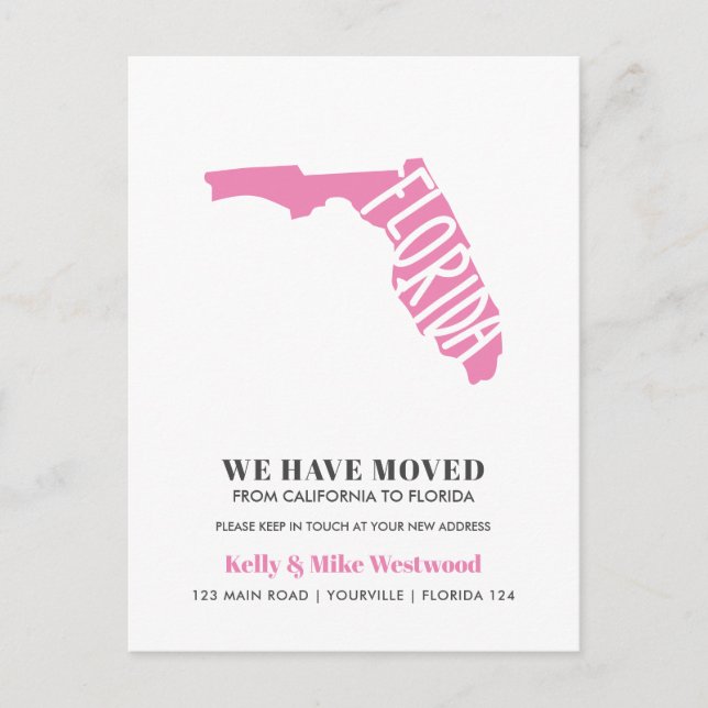 Carte Postale FLORIDE Nous avons déménagé Nouvelle adresse Nouve (Devant)