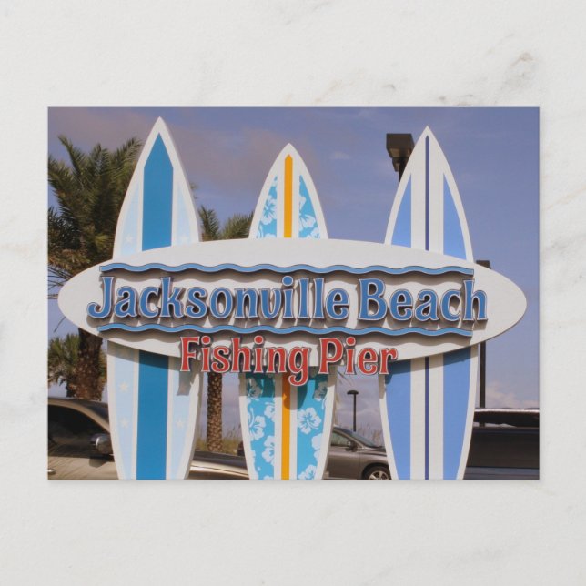 Carte Postale Floride : Panneau Jacksonville Beach & Fishing Pie (Devant)