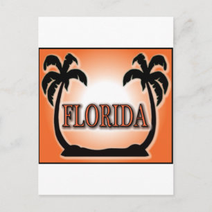 Carte Postale Floride Revêtu d'air brossé Orange Sunset Palm Tre