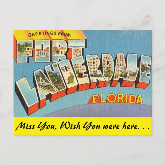 Carte Postale Floride, salutations de Fort Lauderdale (Devant)