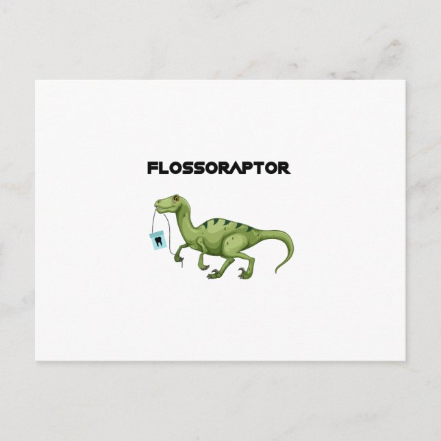 Carte Postale Floss Flossoraptor Hygiène Dental Funny -Dentiste (Devant)