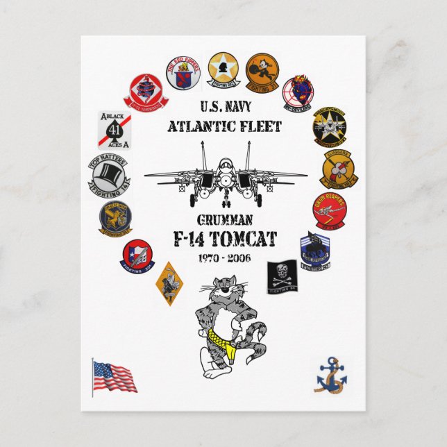 CARTE POSTALE FLOTTE ATLANTIQUE - F-14 TOMCAT SQ. (Devant)