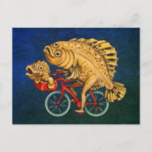 Carte Postale Flounder Riding A Bicycle Peinture