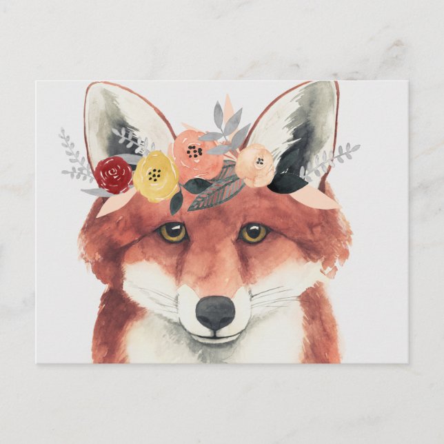 Carte Postale Flower Crown Forester Fox (Devant)
