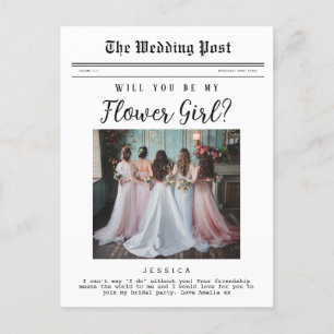 Carte Postale Flower Girl Proposition, Journal de la fête de la 