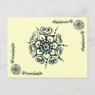 Carte Postale Flower of Love (Henna) (Blue)