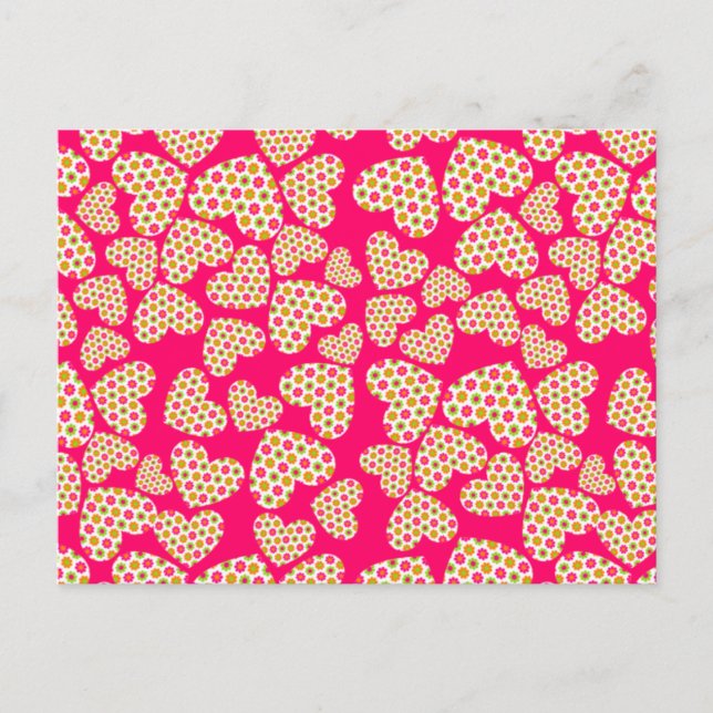 Carte Postale Flower Power coeurs (Devant)