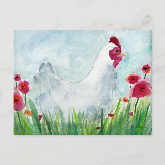 Carte Postale Flowers et Chicken (Devant)