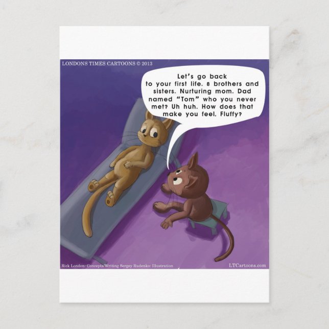 Carte Postale Fluffy In Therapeuy Funny Cat Cartoon (Devant)