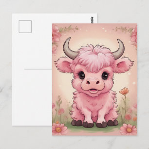 Carte Postale Fluffy Rose Highlands Scottish Cow