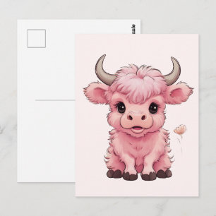Carte Postale Fluffy Rose Highlands Scottish Cow