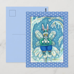 CARTE POSTALE FLUTTERBUN HIVER WONDERLAND, FUNNY BUNNY RABBIT