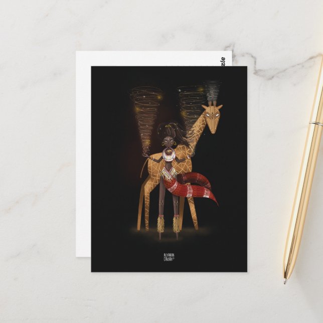 Carte Postale FLUX DE VENT GIRAFFE par Alexandra Dikaia (Devant/Arrière en situation)