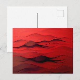 Carte Postale Flux Rouge Écarlate – Vagues Abstraites de Mouveme