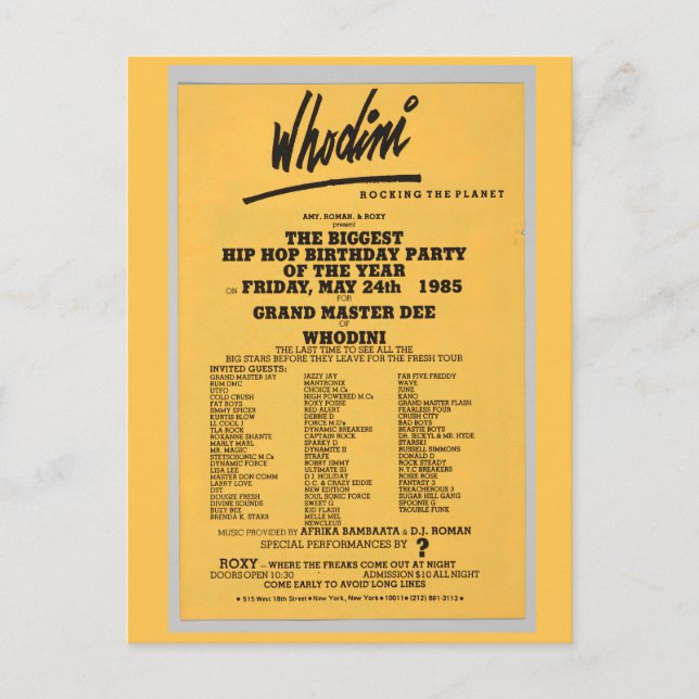 Carte Postale Flyer Hip hop (Devant)