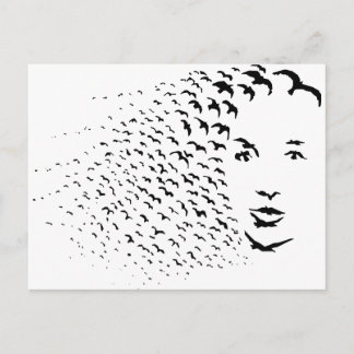Carte Postale Flying Crows ou Face Optique Illusion