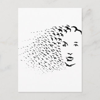 Carte Postale Flying Crows ou Face Optique Illusion