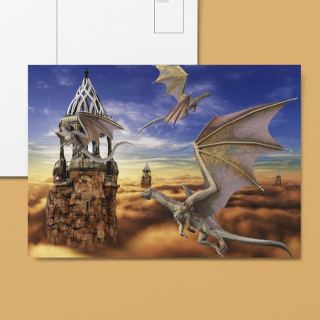 Carte Postale Flying Dragon Imaginaire Paysage Sky (Créateur téléchargé)