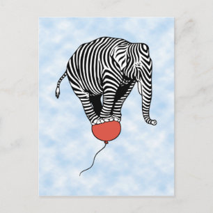 Carte Postale FLying Elephant Zebra
