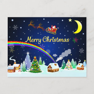 Carte Postale Flying Santa Claus with Crescent Moon